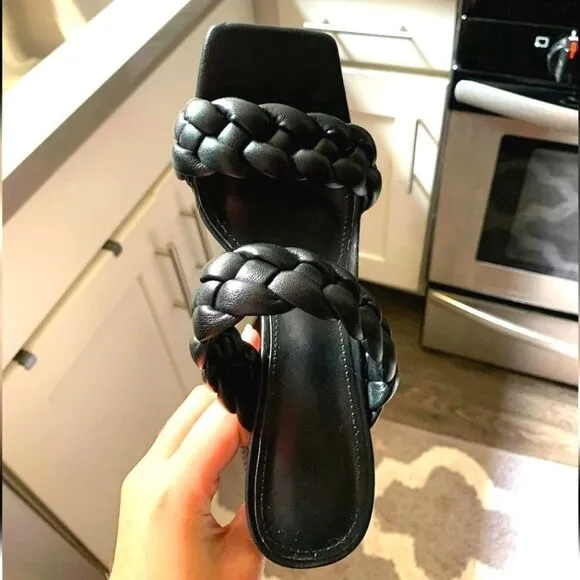 Super cute black double braid band syktmax heels sz 7