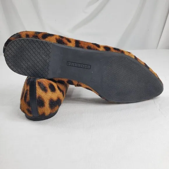 Talbots Women's Brown Black Loafer Shoes Lucy Chain Link Leopard Print Sz 7.5M