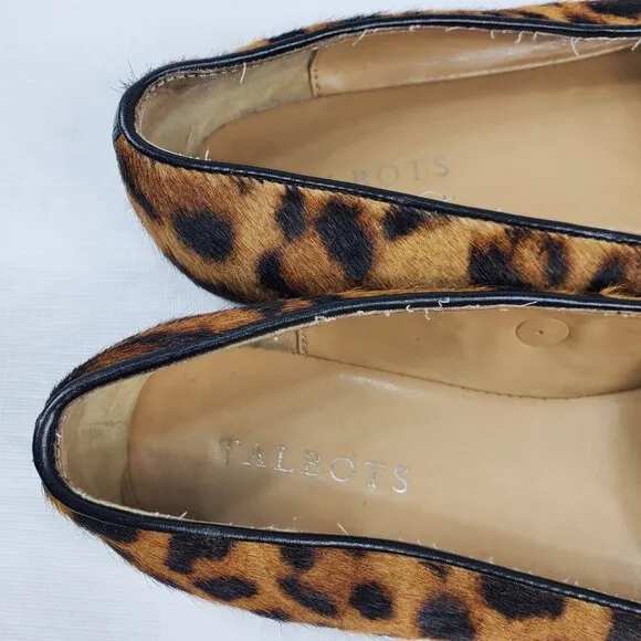 Talbots Women's Brown Black Loafer Shoes Lucy Chain Link Leopard Print Sz 7.5M