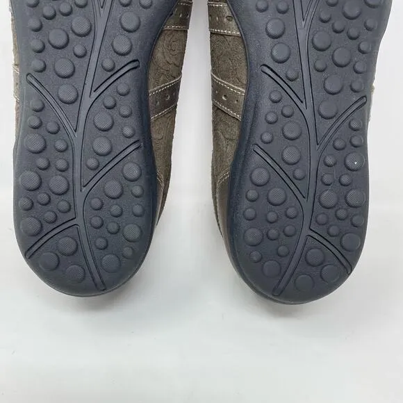 Taos Streamline Brown Leather Embossed Lace Up Comfort Sneakers Shoes womens 9