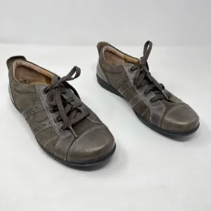 Taos Streamline Brown Leather Embossed Lace Up Comfort Sneakers Shoes womens 9