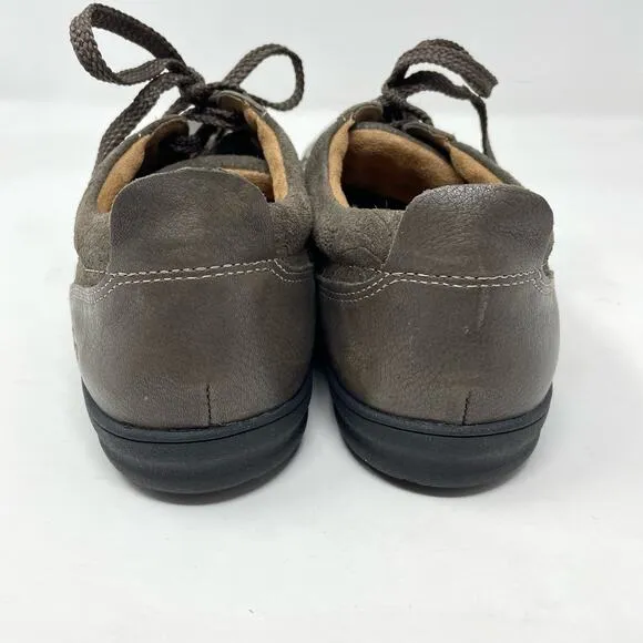 Taos Streamline Brown Leather Embossed Lace Up Comfort Sneakers Shoes womens 9