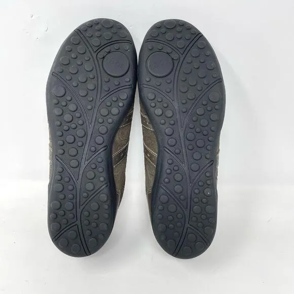 Taos Streamline Brown Leather Embossed Lace Up Comfort Sneakers Shoes womens 9