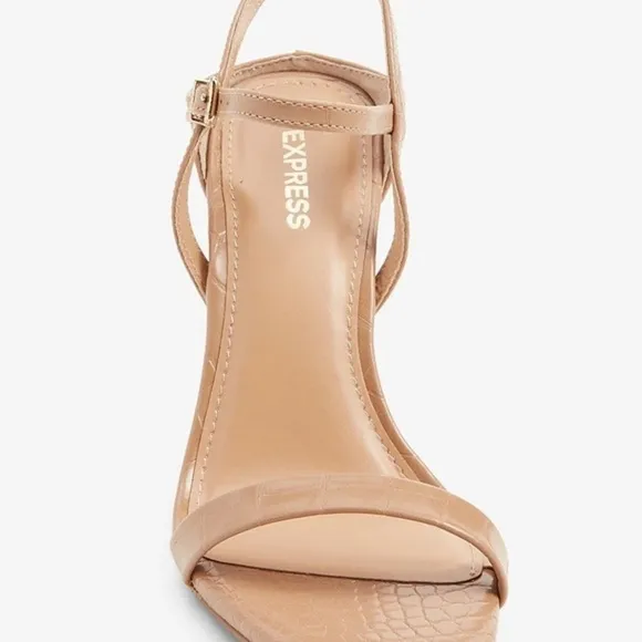 Textured Low Back Heeled Sandals size 9 &amp; 10 express heel shoes prom sandal NWT