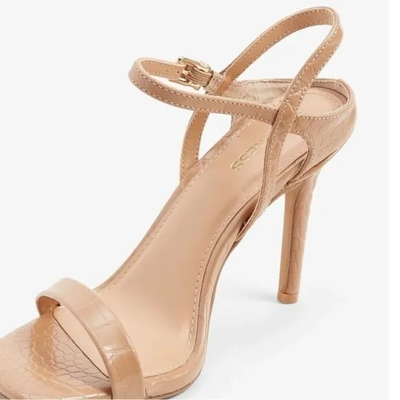 Textured Low Back Heeled Sandals size 9 &amp; 10 express heel shoes prom sandals