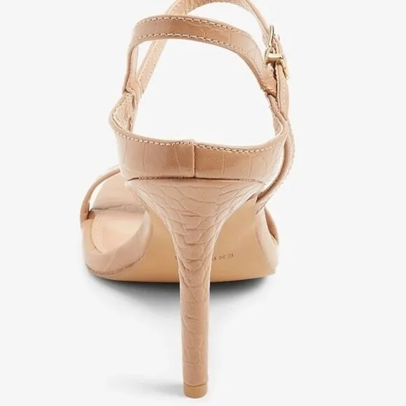 Textured Low Back Heeled Sandals size 9 &amp; 10 express heel shoes prom sandals