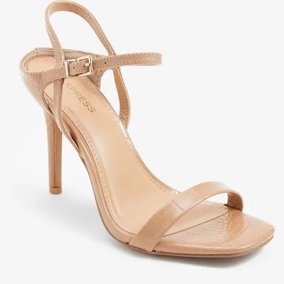 Textured Low Back Heeled Sandals size 9 &amp; 10 express heel shoes prom sandals