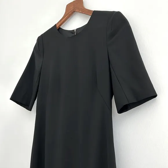 Theory Black Short Sleeved Wool Mini Dress