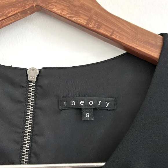Theory Black Short Sleeved Wool Mini Dress