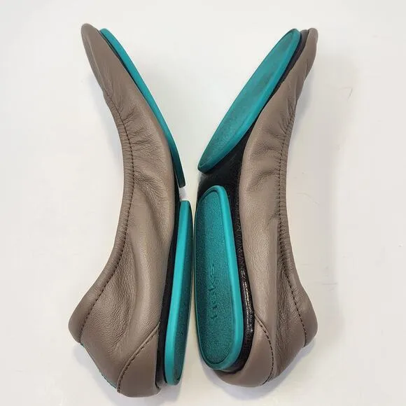 Tieks by Gavriele Taupe Tan Leather Ballet Flats Womens Size 7 Foldable Neutral