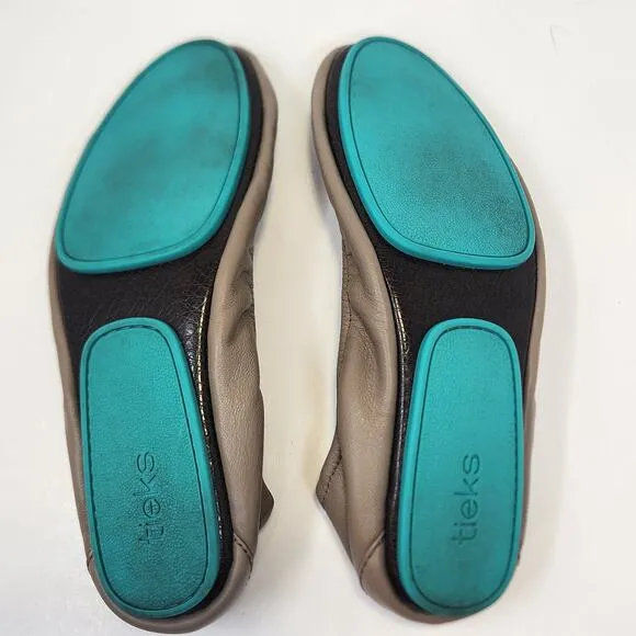 Tieks by Gavriele Taupe Tan Leather Ballet Flats Womens Size 7 Foldable Neutral