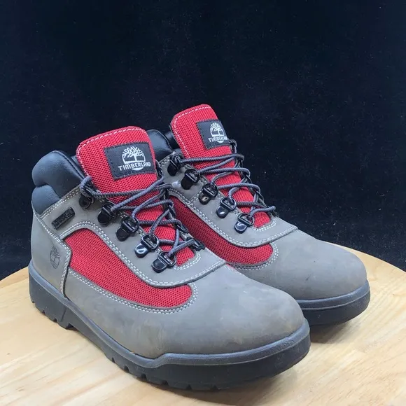Timberland Field Boot L-F Mid Youth sz 6 /Wmns size 7.5 Shoes Grey-Red TB0A1TV9
