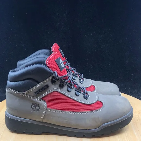 Timberland Field Boot L-F Mid Youth sz 6 /Wmns size 7.5 Shoes Grey-Red TB0A1TV9