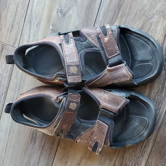 Timberland Mens Leather Outdoor Hiking Sandals Shoes sz 11M hook&amp;loop