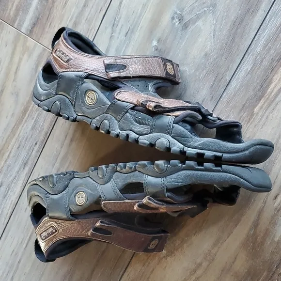 Timberland Mens Leather Outdoor Hiking Sandals Shoes sz 11M hook&amp;loop