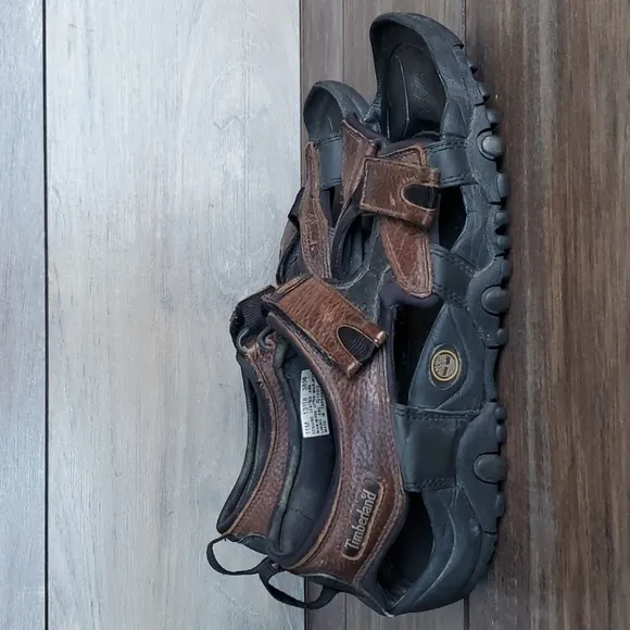 Timberland Mens Leather Outdoor Hiking Sandals Shoes sz 11M hook&amp;loop