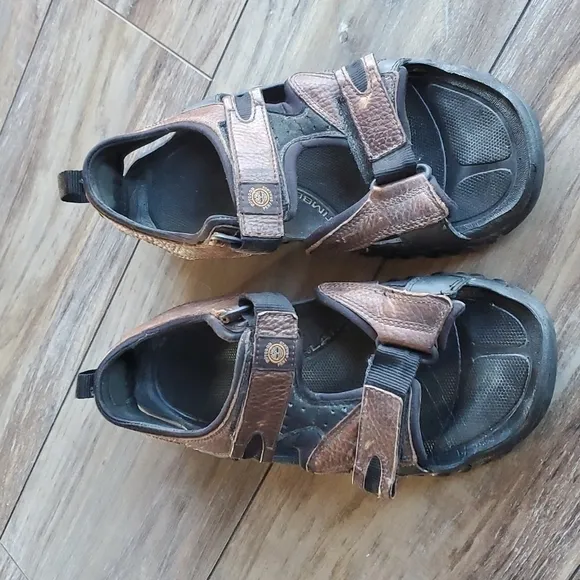 Timberland Mens Leather Outdoor Hiking Sandals Shoes sz 11M hook&amp;loop