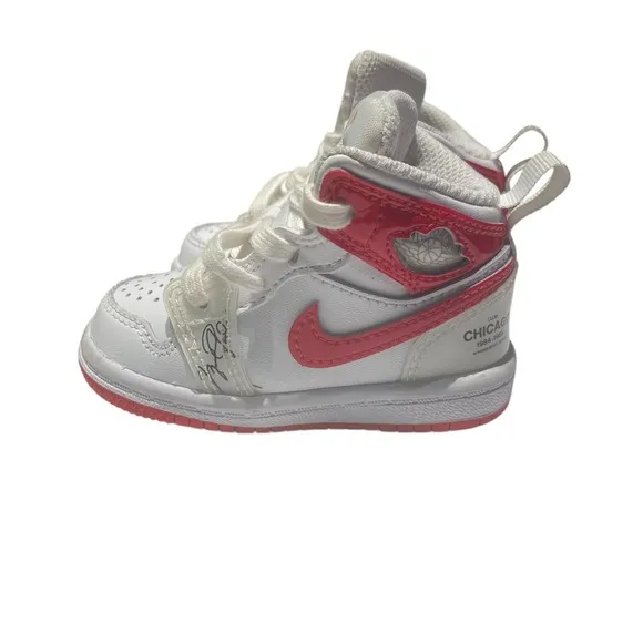 Toddler's Jordan 1 Mid SS White/University Red (DR6497 116) (NO INSOLE) SIZE 4C