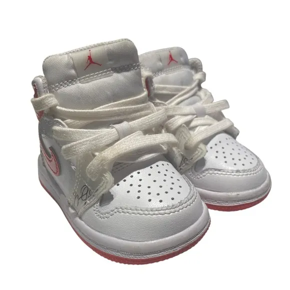 Toddler's Jordan 1 Mid SS White/University Red (DR6497 116) (NO INSOLE) SIZE 4C
