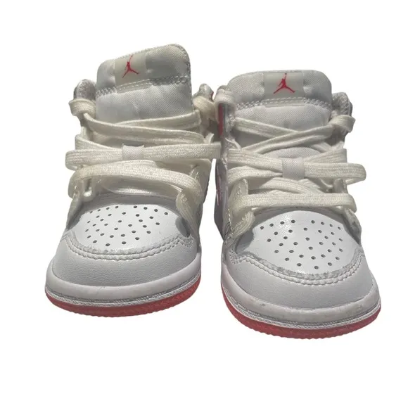 Toddler's Jordan 1 Mid SS White/University Red (DR6497 116) (NO INSOLE) SIZE 4C