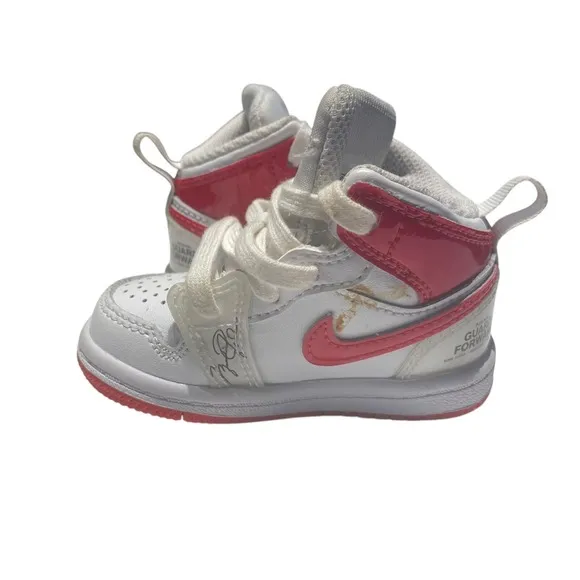 Toddler's Jordan 1 Mid SS White/University Red (DR6497 116) (NO INSOLE) SIZE 4C