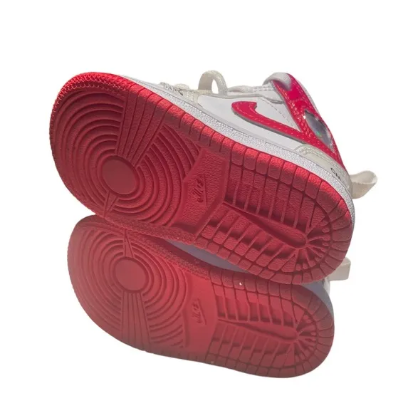 Toddler's Jordan 1 Mid SS White/University Red (DR6497 116) (NO INSOLE) SIZE 4C