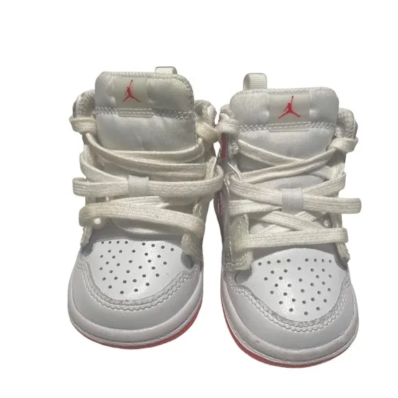 Toddler's Jordan 1 Mid SS White/University Red (DR6497 116) (NO INSOLE) SIZE 4C