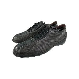 Tod's Womens Gray/Black Snakeskin Driving Shoes US 7.5 Designer Lace-Up Sneakers
