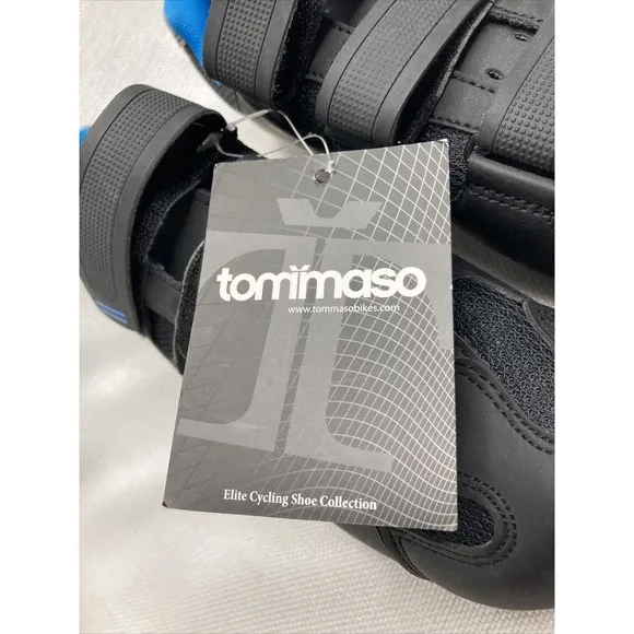 Tommaso Cycling Shoes NWT W7.5 Black Blue Triple Strap