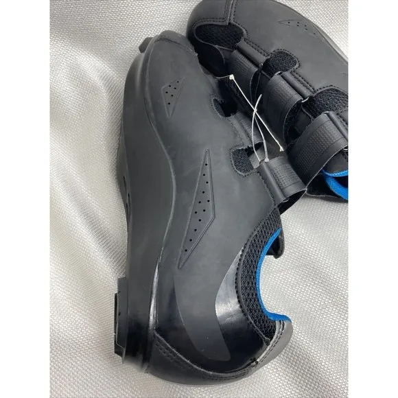 Tommaso Cycling Shoes NWT W7.5 Black Blue Triple Strap