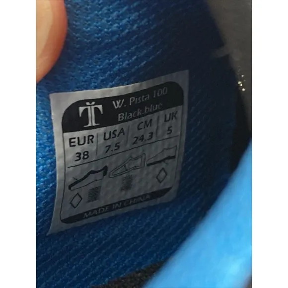 Tommaso Cycling Shoes NWT W7.5 Black Blue Triple Strap