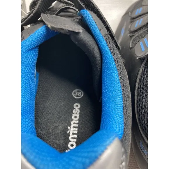 Tommaso Cycling Shoes NWT W7.5 Black Blue Triple Strap