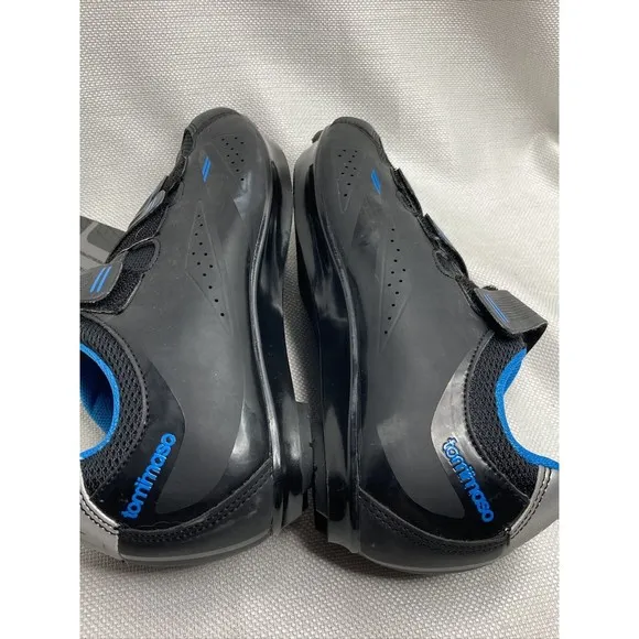 Tommaso Cycling Shoes NWT W7.5 Black Blue Triple Strap