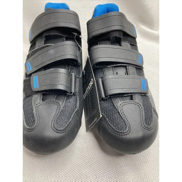 Tommaso Cycling Shoes NWT W7.5 Black Blue Triple Strap