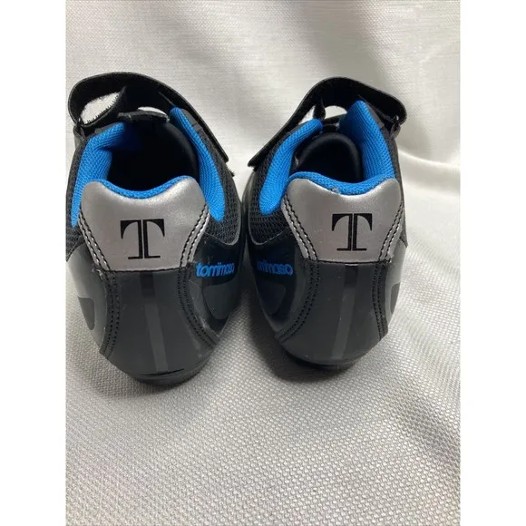 Tommaso Cycling Shoes NWT W7.5 Black Blue Triple Strap