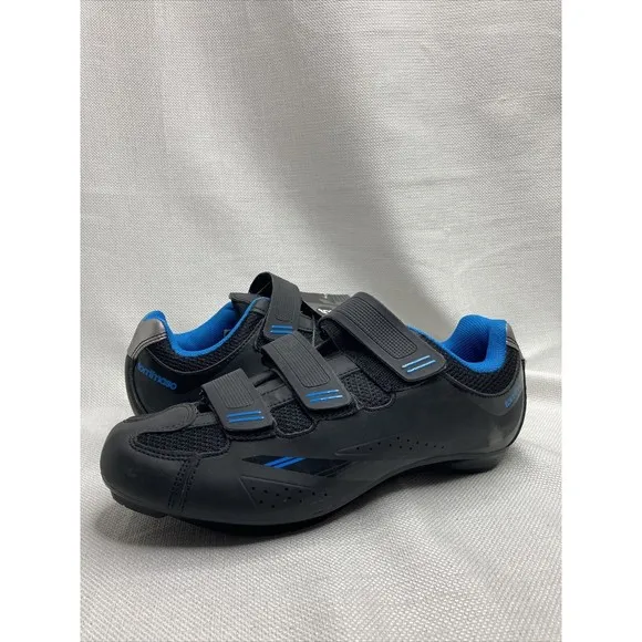 Tommaso Cycling Shoes NWT W7.5 Black Blue Triple Strap
