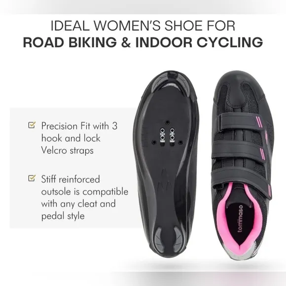 Tommaso Pista women's black and pink cycling shoes size 6