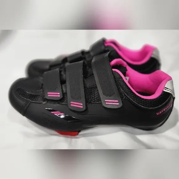 Tommaso Pista women's black and pink cycling shoes size 6