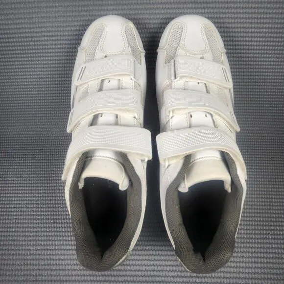 Tommaso Pisto 100 Women's Size 10 White &amp; Silver Hook &amp; Loop Bike Cycling Shoes