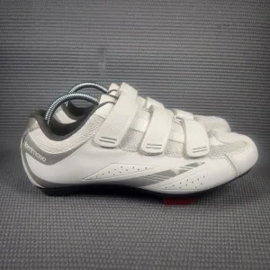 Tommaso Pisto 100 Women's Size 10 White &amp; Silver Hook &amp; Loop Bike Cycling Shoes