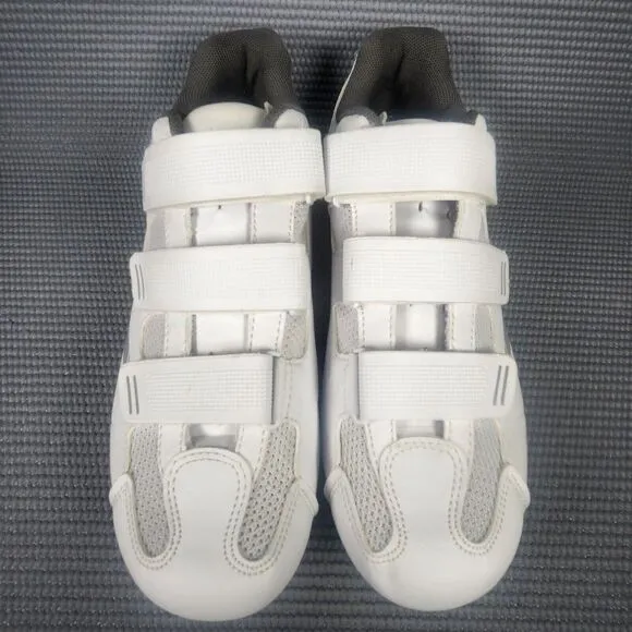 Tommaso Pisto 100 Women's Size 10 White &amp; Silver Hook &amp; Loop Bike Cycling Shoes