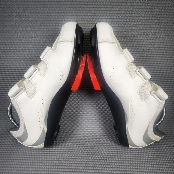Tommaso Pisto 100 Women's Size 10 White &amp; Silver Hook &amp; Loop Bike Cycling Shoes