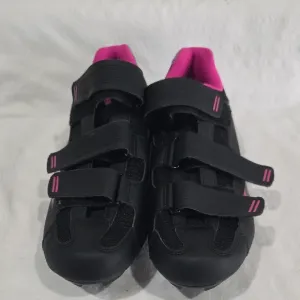 Tommaso Women's Black and Pink Cycling Shoes Size 8.5