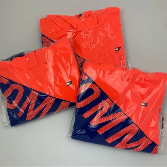 Tommy Hilfiger Girls Long Sleeve Hoodie, Orange/Blue NWT