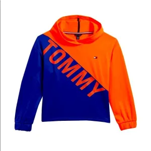 Tommy Hilfiger Girls Long Sleeve Hoodie, Orange/Blue NWT