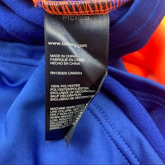 Tommy Hilfiger Girls Long Sleeve Hoodie, Orange/Blue NWT
