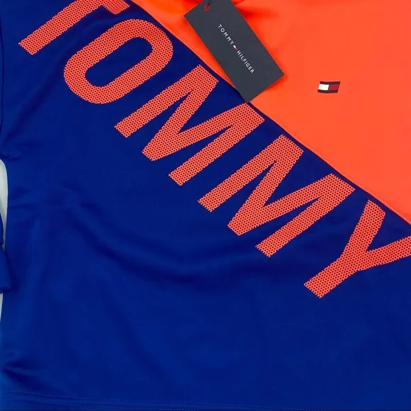 Tommy Hilfiger Girls Long Sleeve Hoodie, Orange/Blue NWT