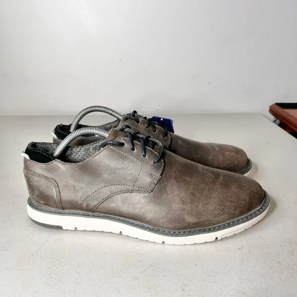 TOMS Men’s Navi Oxford Flat Boat Shoes Charcoal Leather Suede Pavement Size 11