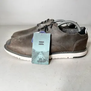 TOMS Men’s Navi Oxford Flat Boat Shoes Charcoal Leather Suede Pavement Size 11