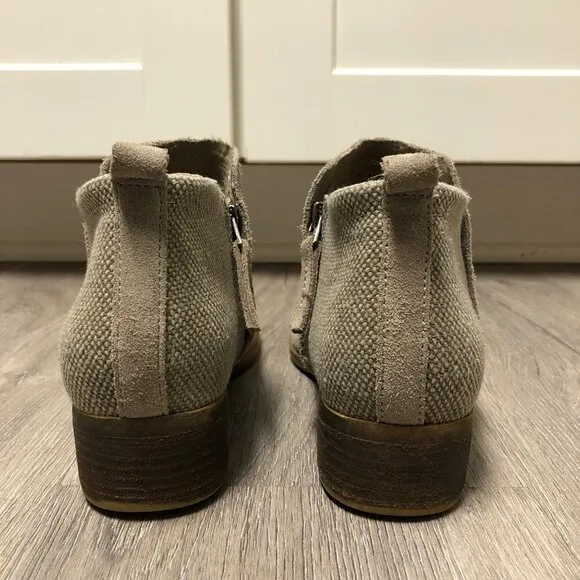 Toms Size 7 Tan Suede Booties Deia Perforated Ankle Boots Leather Shoes